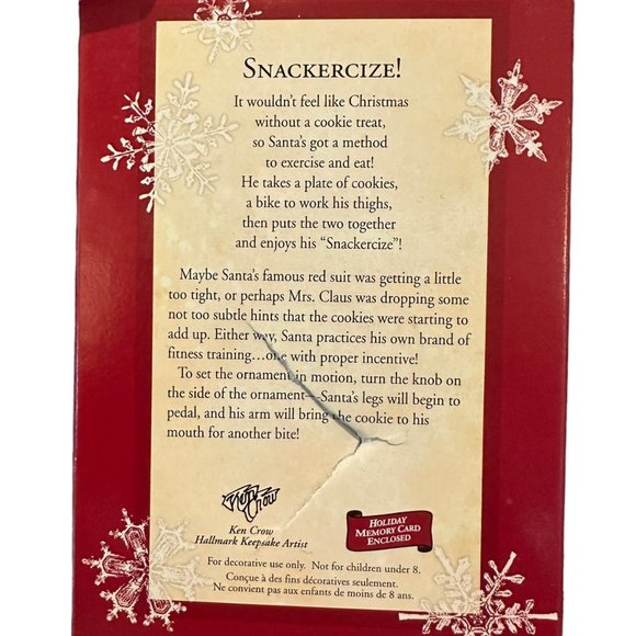 Hallmark Keepsake Ornament Snackercize 2003 Movement Santa Cycles Exercise Worko - Picture 8 of 11